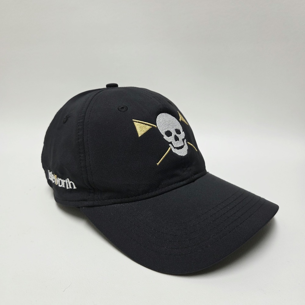 Isleworth Golf Club Ahead Performance Navy Black Hat Skull Gold Flags Cap
